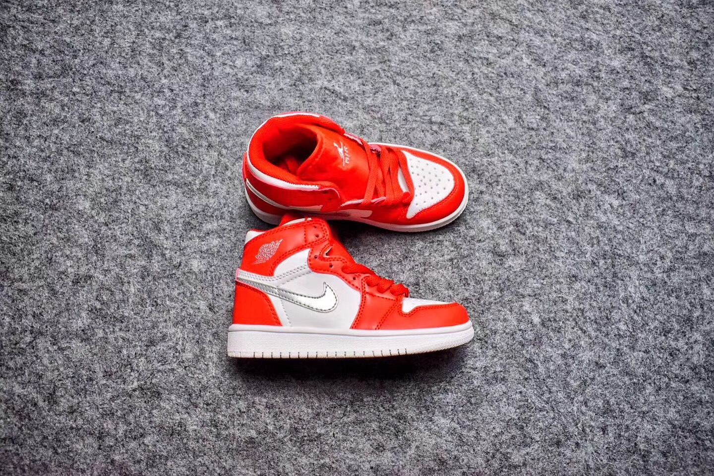 Air Jordan 1 Red White Silver Shoes For Kids